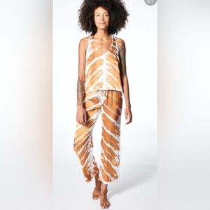 YOUNG FABULOUS AND BROKE COPPER TIE DYE SATIN TANK BNWT